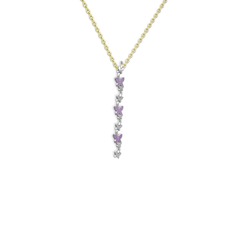 Mesa Kelebek Kolye - Ametist 18 ayar beyaz altın kolye (40 cm altın rolo zincir) #1lzfbby