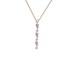 Rodolit garnet 14 ayar beyaz altın kolye (40 cm rose altın rolo zincir)