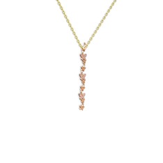 Mesa Kelebek Kolye - Pembe kuvars 925 ayar rose altın kaplama gümüş kolye (40 cm altın rolo zincir) #1rjbglm