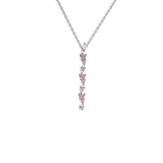 Rodolit garnet 14 ayar beyaz altın kolye (40 cm gümüş rolo zincir)