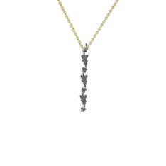 Mesa Kelebek Kolye - Dumanlı kuvars 925 ayar siyah rodyum kaplama gümüş kolye (40 cm altın rolo zincir) #1ursckc