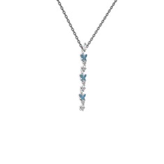 Lab safir 14 ayar beyaz altın kolye (40 cm gümüş rolo zincir)