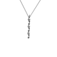 Swarovski 925 ayar siyah rodyum kaplama gümüş kolye (40 cm beyaz altın rolo zincir)