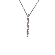 Mesa Kelebek Kolye - Rodolit garnet 925 ayar siyah rodyum kaplama gümüş kolye (40 cm gümüş rolo zincir) #23rnrt