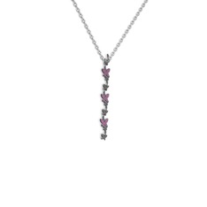 Mesa Kelebek Kolye - Rodolit garnet 925 ayar siyah rodyum kaplama gümüş kolye (40 cm gümüş rolo zincir) #4j5gfe