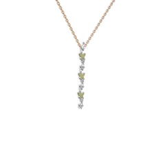Peridot 14 ayar beyaz altın kolye (40 cm gümüş rolo zincir)