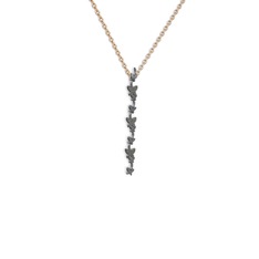 Mesa Kelebek Kolye - Dumanlı kuvars 925 ayar siyah rodyum kaplama gümüş kolye (40 cm rose altın rolo zincir) #75fqg9