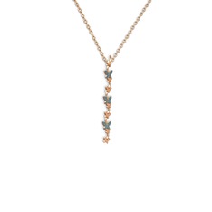 Lab safir 8 ayar rose altın kolye (40 cm rose altın rolo zincir)