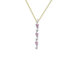 Rodolit garnet 8 ayar beyaz altın kolye (40 cm altın rolo zincir)