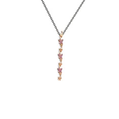 Ametist 925 ayar rose altın kaplama gümüş kolye (40 cm gümüş rolo zincir)