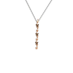 Siyah zirkon 925 ayar rose altın kaplama gümüş kolye (40 cm beyaz altın rolo zincir)