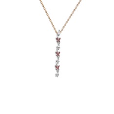 Mesa Kelebek Kolye - Garnet 18 ayar beyaz altın kolye (40 cm rose altın rolo zincir) #dwte90