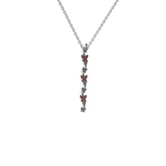 Mesa Kelebek Kolye - Garnet 925 ayar siyah rodyum kaplama gümüş kolye (40 cm beyaz altın rolo zincir) #g68m1u