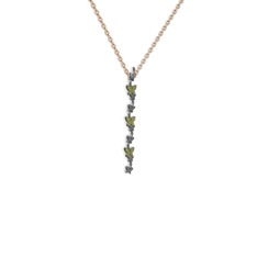 Mesa Kelebek Kolye - Peridot 925 ayar siyah rodyum kaplama gümüş kolye (40 cm rose altın rolo zincir) #g8kq7j