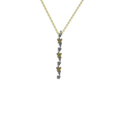 Mesa Kelebek Kolye - Sitrin 925 ayar siyah rodyum kaplama gümüş kolye (40 cm altın rolo zincir) #gqh8n9