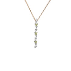 Mesa Kelebek Kolye - Peridot 14 ayar beyaz altın kolye (40 cm rose altın rolo zincir) #iqznio