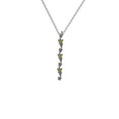 Peridot 925 ayar siyah rodyum kaplama gümüş kolye (40 cm beyaz altın rolo zincir)