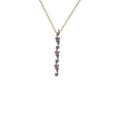 Rodolit garnet 925 ayar siyah rodyum kaplama gümüş kolye (40 cm altın rolo zincir)