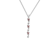 Garnet 14 ayar beyaz altın kolye (40 cm beyaz altın rolo zincir)