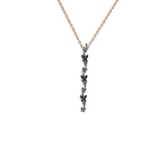 Mesa Kelebek Kolye - Siyah zirkon 925 ayar siyah rodyum kaplama gümüş kolye (40 cm rose altın rolo zincir) #m0a89r