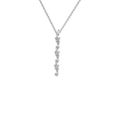 Pembe kuvars 14 ayar beyaz altın kolye (40 cm beyaz altın rolo zincir)