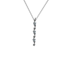 Mesa Kelebek Kolye - Akuamarin 925 ayar siyah rodyum kaplama gümüş kolye (40 cm beyaz altın rolo zincir) #ntgkqx