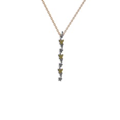 Mesa Kelebek Kolye - Sitrin 925 ayar siyah rodyum kaplama gümüş kolye (40 cm rose altın rolo zincir) #x4o2k0