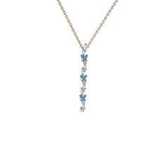 Lab safir 925 ayar gümüş kolye (40 cm rose altın rolo zincir)