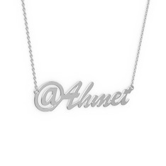 @ İsim Kolye - 18 ayar beyaz altın kolye (5 karakterli el yazısı, 40 cm beyaz altın rolo zincir) #171j4bz