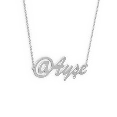 @ İsim Kolye - 8 ayar beyaz altın kolye (4 karakterli el yazısı, 40 cm beyaz altın rolo zincir) #1795lr3