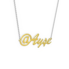 8 ayar altın kolye (4 karakterli el yazısı, 40 cm beyaz altın rolo zincir)