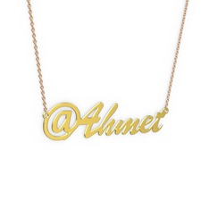 18 ayar altın kolye (5 karakterli el yazısı, 40 cm rose altın rolo zincir)