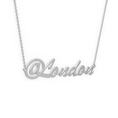 @ İsim Kolye - 18 ayar beyaz altın kolye (6 karakterli el yazısı, 40 cm gümüş rolo zincir) #1iyefsp