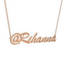 @ İsim Kolye - 8 ayar rose altın kolye (7 karakterli el yazısı, 40 cm rose altın rolo zincir) #1kff3of