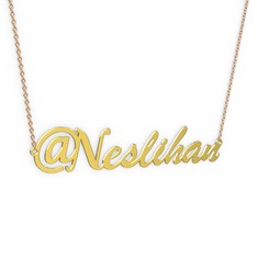 925 ayar altın kaplama gümüş kolye (8 karakterli el yazısı, 40 cm gümüş rolo zincir)