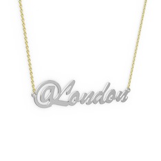 8 ayar beyaz altın kolye (6 karakterli el yazısı, 40 cm altın rolo zincir)