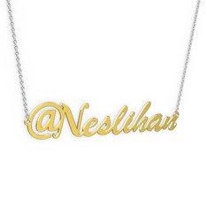 @ İsim Kolye - 925 ayar altın kaplama gümüş kolye (8 karakterli el yazısı, 40 cm gümüş rolo zincir) #2bwl0f