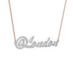 @ İsim Kolye - 18 ayar beyaz altın kolye (6 karakterli el yazısı, 40 cm gümüş rolo zincir) #8c2ykn