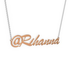 @ İsim Kolye - 925 ayar rose altın kaplama gümüş kolye (7 karakterli el yazısı, 40 cm gümüş rolo zincir) #f3hbt9