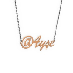 18 ayar rose altın kolye (4 karakterli el yazısı, 40 cm gümüş rolo zincir)