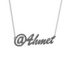 @ İsim Kolye - 925 ayar siyah rodyum kaplama gümüş kolye (5 karakterli el yazısı, 40 cm beyaz altın rolo zincir) #u0vfsy