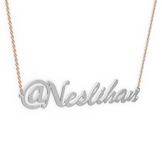 @ İsim Kolye - 8 ayar beyaz altın kolye (8 karakterli el yazısı, 40 cm rose altın rolo zincir) #w8b7vm