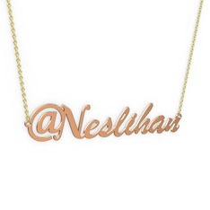 8 ayar rose altın kolye (8 karakterli el yazısı, 40 cm altın rolo zincir)