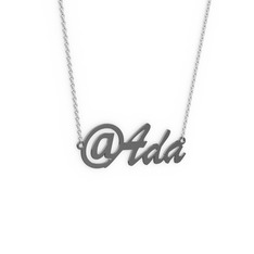 925 ayar siyah rodyum kaplama gümüş kolye (3 karakterli el yazısı, 40 cm beyaz altın rolo zincir)