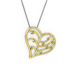 Herz Kalp Kolye - Peridot 18 ayar altın kolye (40 cm gümüş rolo zincir) #16pbugd