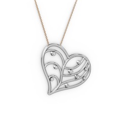 Herz Kalp Kolye - Swarovski 925 ayar gümüş kolye (40 cm rose altın rolo zincir) #1i4vd3f