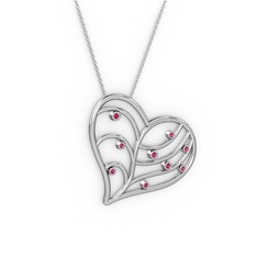 Rodolit garnet 14 ayar beyaz altın kolye (40 cm beyaz altın rolo zincir)