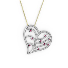 Rodolit garnet 18 ayar beyaz altın kolye (40 cm altın rolo zincir)