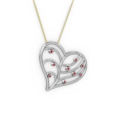 Garnet 8 ayar beyaz altın kolye (40 cm altın rolo zincir)