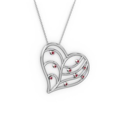 Garnet 925 ayar gümüş kolye (40 cm beyaz altın rolo zincir)